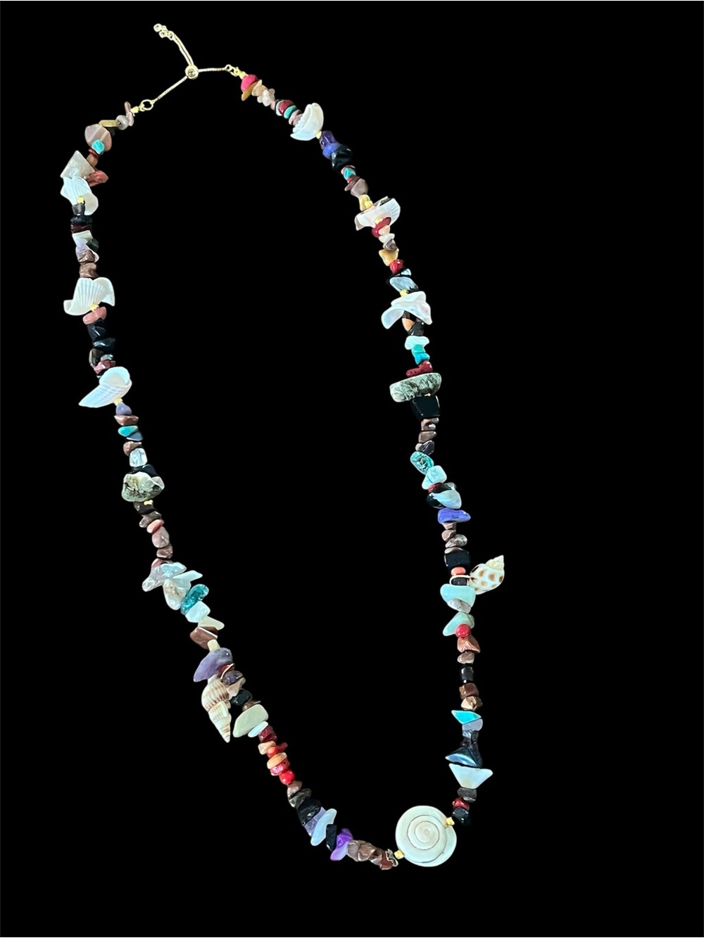 Multicolor Shell & Gemstone Chip Necklace - boho  Women’s Jewelry